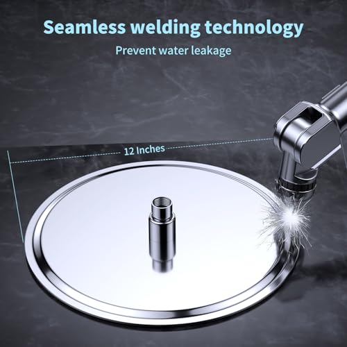 Duschkopf Regendusche 12 Zoll, Rundes Regenduschkopf Ø30cm aus Edelstahl, Selbstreinigende Regendusche Brausekopf Rund, Chrom