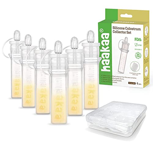 haakaa collecteur de colostrum en silicone sans BPA 4 ml*6 pièces pour Allaitement Maternel avec boîte de protection Cover