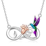 Collar de colibrí infinito para mujer, plata de ley, diseño de colibríes, joyería conmemorativa de Navidad, día de la madre