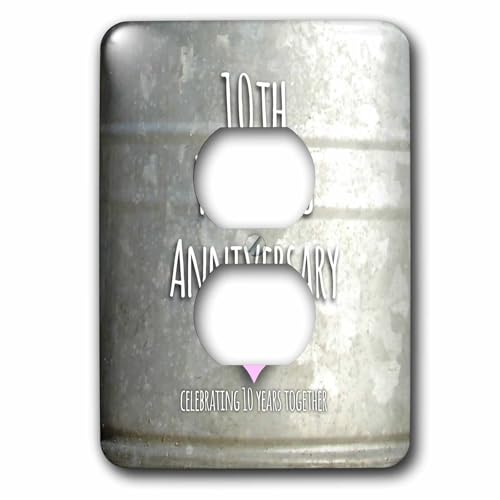 3dRose LLC lsp_154441_6 Tenth Wedding Anniversary Gift Tin Celebrating 10 Years Together Tenth Anniversaries Ten Years 2 Plug Outlet Cover