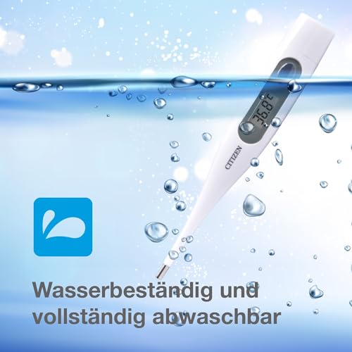 Citizen CTA303 Antibakterielles, wasserfestes, digitales medizinisches Thermometer mit Fieberalarm, oral, Achselhöhle, rektal, genaue Messungen für Erwachsene, Kinder, Kleinkinder und Babys