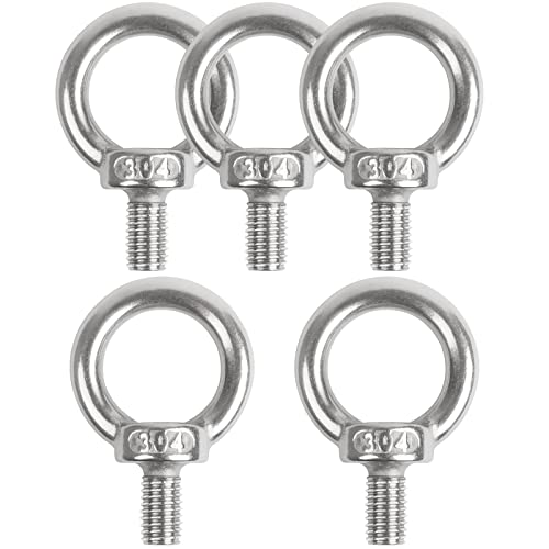 Tornillos de Anillo de Acero Inoxidable,cáncamo seguro, Pernos de Ojo de Tornillo M12, Roscada Anillo Perno para Equipos de Elevación, 5 Piezas Cover