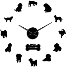 Cavapoo Dog Long Hands Wall Clock Dog Portrait Size Adjustable 3D Acrylic DIY Wall Clock Veterinary Hospital Gift Pet Shop Decor(Black,47inch)
