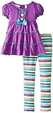 Kids Headquarters Girls' Purple Tunic with Stripes Leggings
