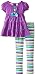 Kids Headquarters Girls' Purple Tunic with Stripes Leggings