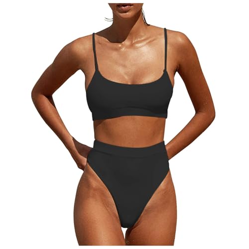 Bikini col licou rouge XL pour femme avec bas push-up tendance