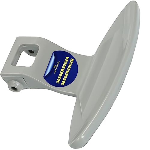 Maniglia per oblò lavatrice con codice originale 3650ER3002A, 3650ER3002B adatta per LG.Dimensioni: lunghezza 93 mm, larghezza 64 mm, larghezza tra i fori di fissaggio interni 21 mm.