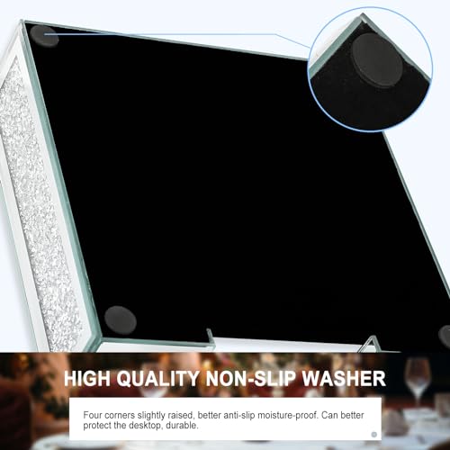 MAGFLERUM Silver Perfume Tray, Diamond Mirror Tray, Modern Premium Feeling Jewelry Organizer, Suitable for Bathroom Counter, Kitchen Counter, Dresser