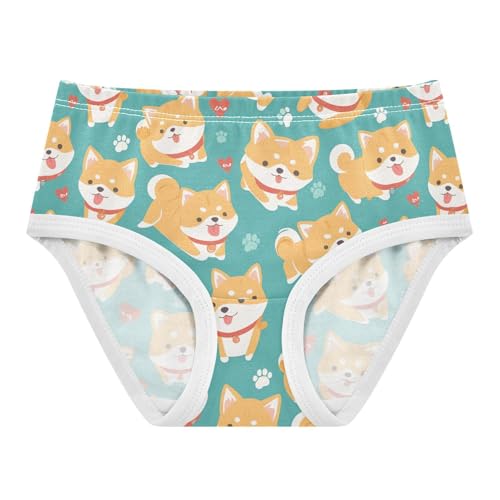 Wusikd Cartoon Lovely Dogs Girls' Underwear Cotton Red Hearts Blue Lines Girls Briefs Soft Toddler Underwear 2T