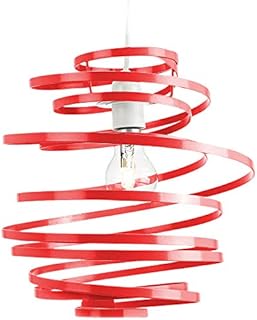 Modern Designer White Gloss Metal Double Ribbon Spiral Swirl Ceiling Light Pendant Shade | 23cm Diameter | 60w Maximum by Happy Homewares
