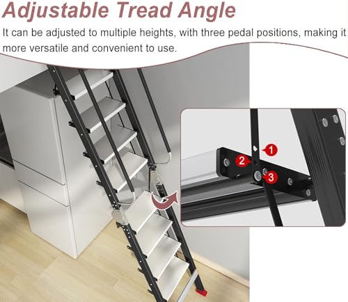 Escalera plegable para altillo de aluminio resistente con ganchos de seguridad 5