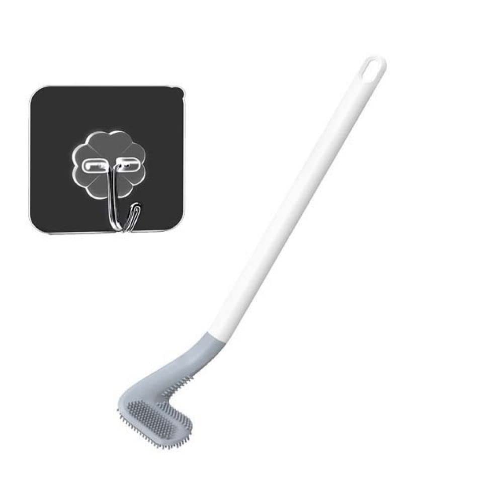 Brosse de toilette TPR grise silicone contre l'eau stagnante avec support mural sans perçage