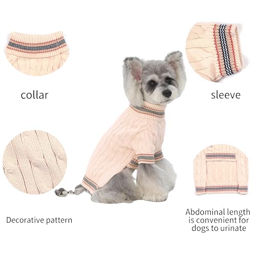 Image of Small /Medium Dog Sweater, Warm Dog Winter Coat w /Sleeves, Comfortable High Neck & Leash Hole, Premium Dog Clothes for Schnauzer-Best for Holidays, Daily Walks M White