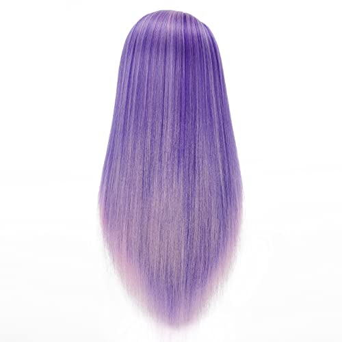 Headfix Cabeça de manequim de cabelo longo de 66 a 71 cm, fibra sintética, cabeleireiro, prática, tr