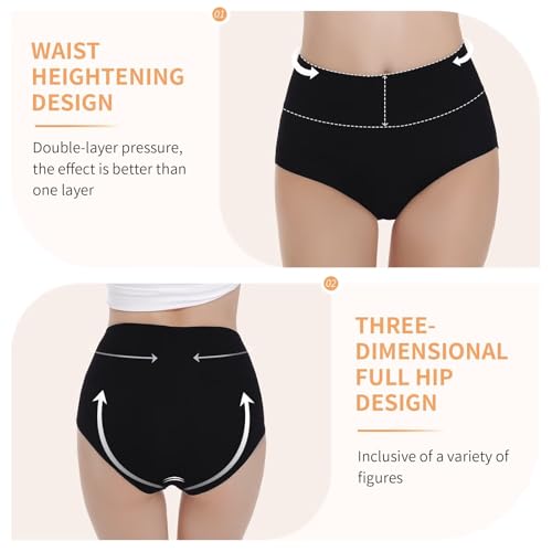 NUOZA Unterhosen Damen Unterwäsche Frauen High Waist Slip Damen Baumwolle Taillenslips Damenslips Mehrpack Kaiserschnitt Unterhose Wochenbett Schwarz L