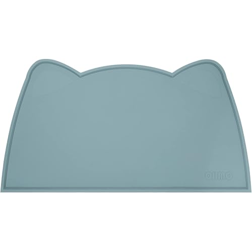 Cat Food Mat, Silicone Pet Feeding Mat for Floor Non-Skid Waterproof Dog Water Bowl Tray, Easy to Clean Pet Placemat (Light Blue, 18 * 9.8'')