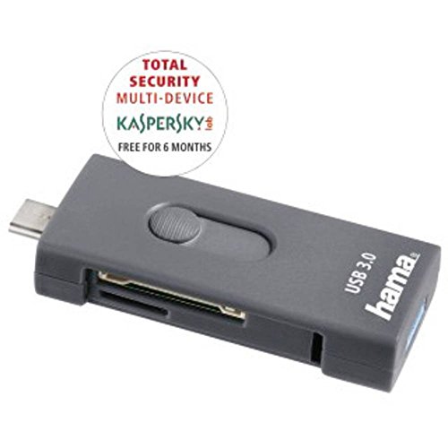 Hama Kartenleser SD/microSD (USB 3.0 und USB 3.1 Type-C-Stecker) für Smartphones, Tablets, PCs, Notebooks, grau