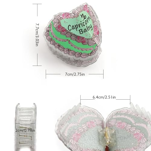 Personalized Capricorn Baby Hair Claw, Pink and Green Floral Design