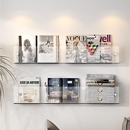 Wall Mounted Clear Acrylic Brochure Holder, 39.4" Magazine Rack, Literature Display Stand for Home, Office, and Living Room - Document Organizer