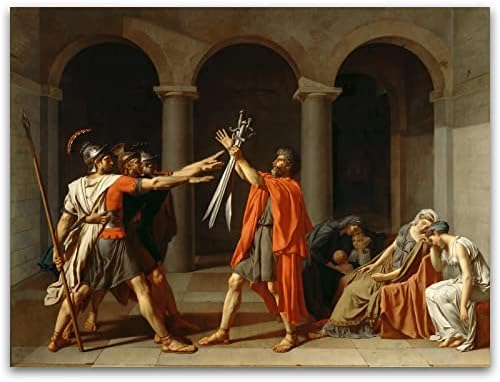 ZZPT Jacques Louis David Poster Prints - Oath of the Horatii Painting - Cool Canvas Wall Art - Renaissance Poster Modern Wall Decor for Living Room Bedingroom Unframed (12x16in/30x40cm)