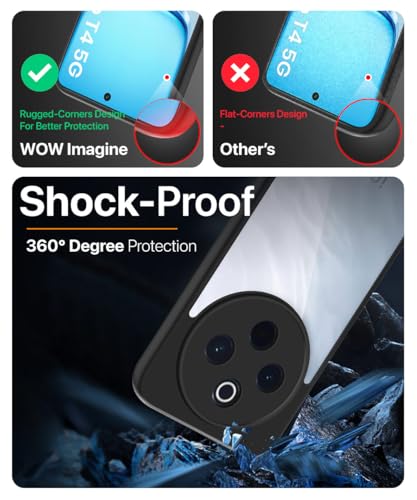 Image of WOW IMAGINE Shockproof Hybrid Back Cover for iQOO Z10 5G | Vivo T4 5G | Hard Slim fit Back Case | PC & TPU | Clear Transparent Case - Black