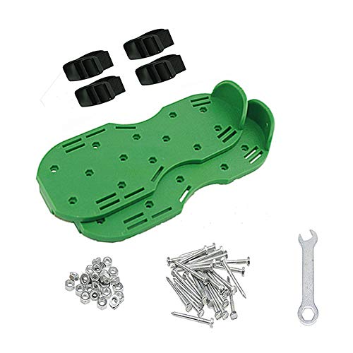 HIMA PETTR Lawn Aerator,Adjustable Straps 2 Buckled Sandals Lawn Sandals Aerating Lawn Soil Scarifier Earth Gardening Tools,Grün