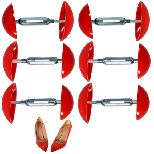 3 Pairs Red Shoe Stretchers for Women and Men, Adjustable Shoe Width Stretcher for Wide Feet, Shoe Trees for Travel and Foot Comfort, Plastic Shoe Expander to Maintain Shoe Shape