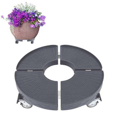 FIVMEN Pflanzenroller Rund 39-52cm Einstellbar Rollbrett Pflanzen outdoor Tragkraft 300 kg Blumenroller Pflanzroller mit 360 ° Drehbare Rädern Pflanzentopf Blumentopf Untersetzer mit Rollen, Grau