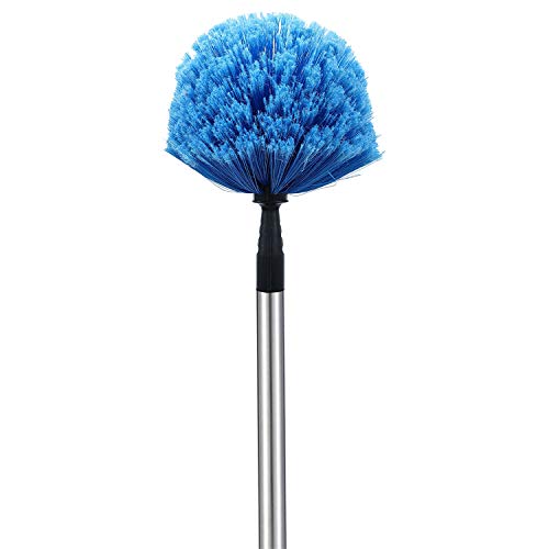 Cobweb Duster with Pole,8-feet Ceiling Fan Duster Medium Stiff Bristles for Indoor Outdoor
