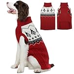 Kuoser Dog Jumper Knitted Dog Sweater Winter Warm Dog Clothes for Large Dogs, Soft Puppy Jumpers X-Large, Red
