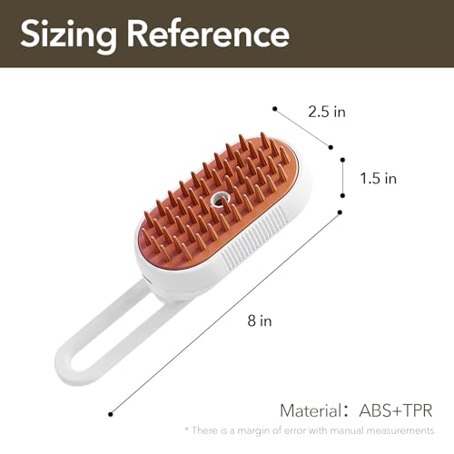 Image of Enhanced 3-in-1 Cat Steam Brush With Larger Spray Misting, Long Steamy Comb for undercoat Shedding, Hair Removal & Cleaning, Water Brush for Indoor Long Hair Cat, Dog, Rabbit (Brown)