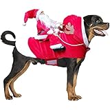RANYPET Hund Santa Claus Reiten Weihnachtskostüm, Premium Haustier Kleidung Weihnachten Reiten Outfit für Kleine Große Hunde Katzen Kleidung Weihnachtsfeier Anzieh Kleidung L