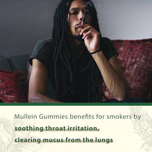 NEVISS Mullein Gummies for Lungs, Organic Mullein Leaf Extract 1000mg for Respiratory System with Quercetin & Bromelain, D3 for Digestive Support, Immune Booster, Sugar Free, Vegan, 60 Count