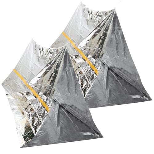 CHILDWEET 2piezas Tienda de Emergencia Descartable Refugio y Cortaviento para Camping y Primeros Auxilios Ligera y Compacta para Uso Playa y Situaciones Sos