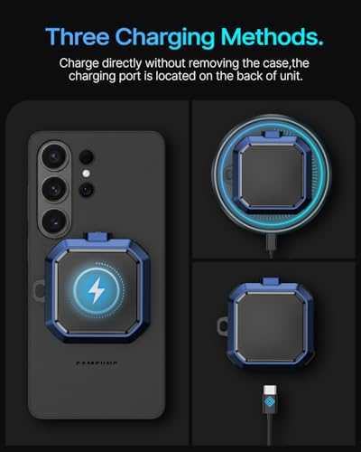 Image of Safety Lock Case for Samsung Galaxy Buds 4 Pro /4 (Blue) | Compatible with MagSafe,with Cleaning Kit & Keychain,Mecha Protective Case