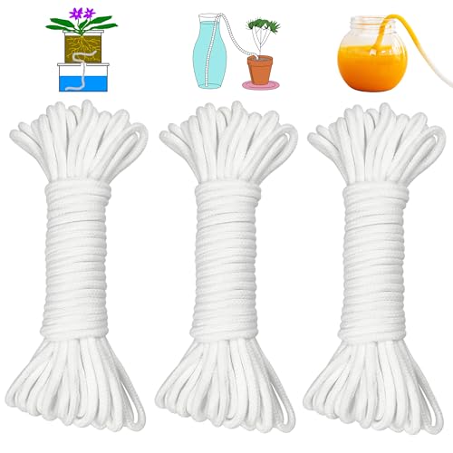 ORIMERC 300 feet 1/5 inch Self Watering Capillary Wick Cord Vacation Plant Sitter DIY Hydroponic Wicking Rope Seeds Start Planter Pot Automatic Potted Flower Passive Lazy Waterer String System Device