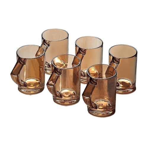 Vasos de agua con asa juego de 6 tazas de vidrio ámbar transparente de 8 oz para casa 2
