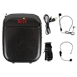 AIHOUSE Amplificateur Vocal avec Microphone sans Fil UHF, Support Système PA Rechargeable Portable FM 45W 4000Mah pour Les Réunions des Enseignants, Noir