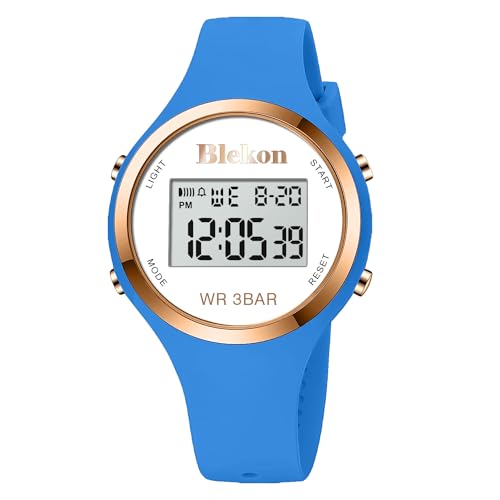 Blekon Original Outdoor Sport Watches Alarm Clock Waterproof Digital Watch, Blue