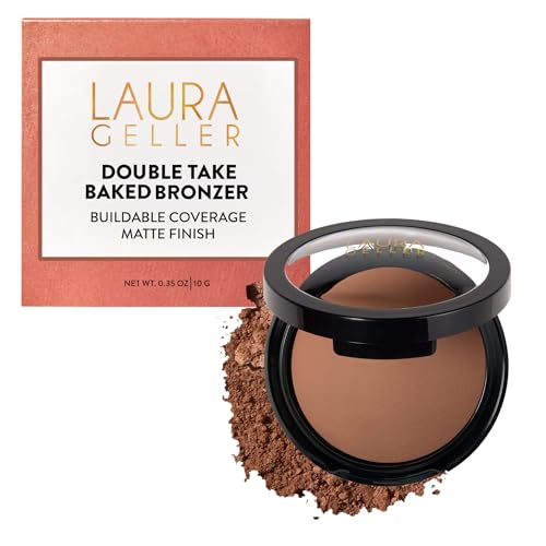 Image of LAURA GELLER NEW YORK Double Take Baked Bronzer for Mature Skin, Deep | Matte Bronzing Powder for Natural-Looking Warmth & Soft Contour, Buildable Color, Never Orangey Finish