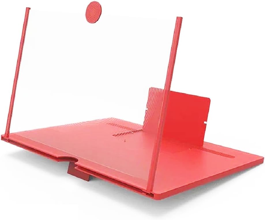 3D HD Screen Magnifier Amplifier Projector Screen for Movies, Videos,and Gaming. Foldable Mobile Phone Holder with Screen Magnifier,Supports All Smartphones(10inch) (Red) image 2