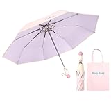Estilo Macaron Paraguas Plegable de Viaje Con asa Decorativa Esférica y Hebilla Transparente para Mujer Niños/Automático/Antirrebote/Grande Bolsa/8 Varillas/Portátil/Protección UV/Teflón