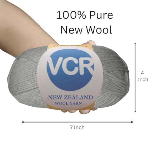 Image of VCR Grey Chunky Wool Yarn, 100 Grams, Hank, 196 Meters, 100% New Zealand Wool Knitting Yarn, Soft Crosia Thread Suitable for Baby Blankets & Booties Pack of 1