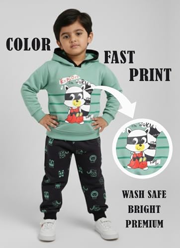 Image of Pure Cotton Full Sleeves Winter Hoodie Sweatshirt and Full Pant Set For Boys Kids