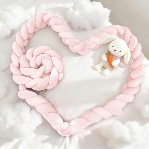 PTKG Protector de Cuna Trenzado con Nudo Alfombra AnticolisióN para Cama AnticolisióN DecoracióN de Habitaciones para AnticolisióN Trenza Cuna Bebe Adecuado,B21,500CM