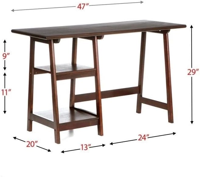 SEI Furniture Langston Spacious A Frame 2 Fixed Shelves Desk, Espresso