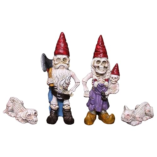 CIYODO 4piezas Estatua De De para Decoración De Jardín Figura De Duende Ropa Adorno De Escritorio y Paisaje De Estanque para Halloween y Exteriores