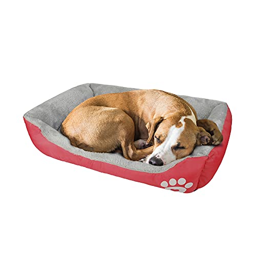 wuuhoo® Hundebett Lucky 60cm für kleine und mittelgroße Hunde - weiches Haustierbett, waschbares Hundekörbchen für Hund oder Katze, Flauschiger Hundekorb - rot