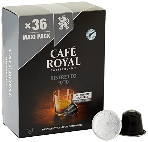 Café Royal Ristretto Nespresso(R) Compatible Coffee Capsules 100% Arabica Intense Dark Roast Intensity 11/12 Rainforest Alliance 36 Capsules