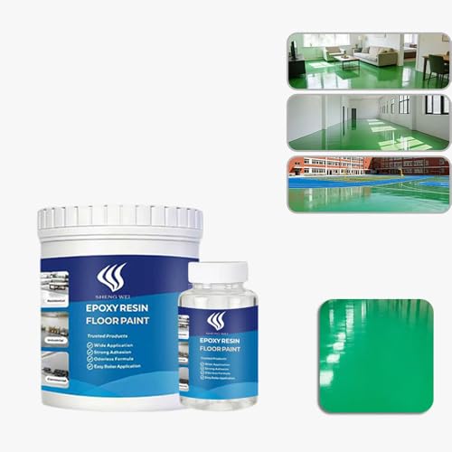 Epoxy Resin Floor Paint Coating Kit - 2 Pounds, 100% Solids Self Leveling with Green High Gloss Finish, Industrial Grade for Garage, Basement, Countertops - Covers 20 Sq Ft, Fast Curing